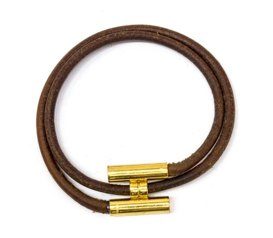 HERMES 'TOURNIS' LEATHER WRAP BRACELET (1 of 3)