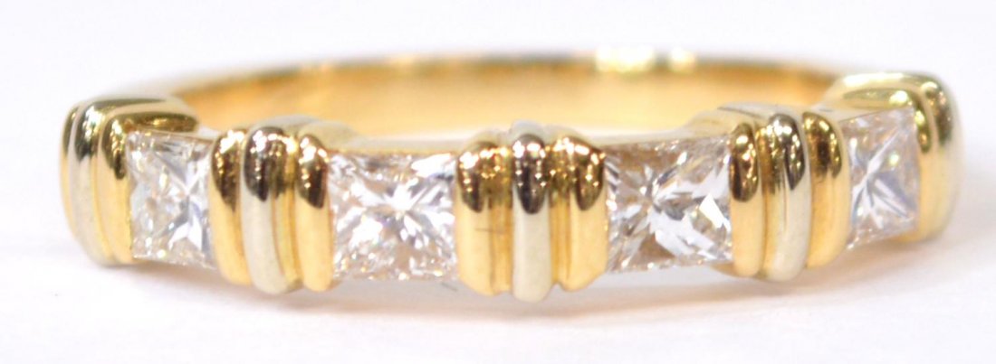LADIES CARTIER 18KT GOLD & PRINCESS DIAMOND BAND (1 of 4)