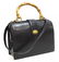 GUCCI BLACK LEATHER & BAMBOO HAND / SHOULDER BAG