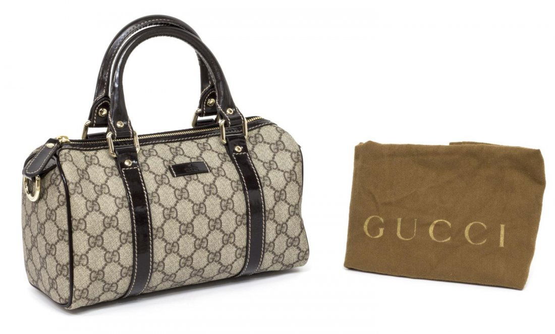 GUCCI 'MINI BOSTON BAG' PATENT LEATHER TRIM (1 of 5)