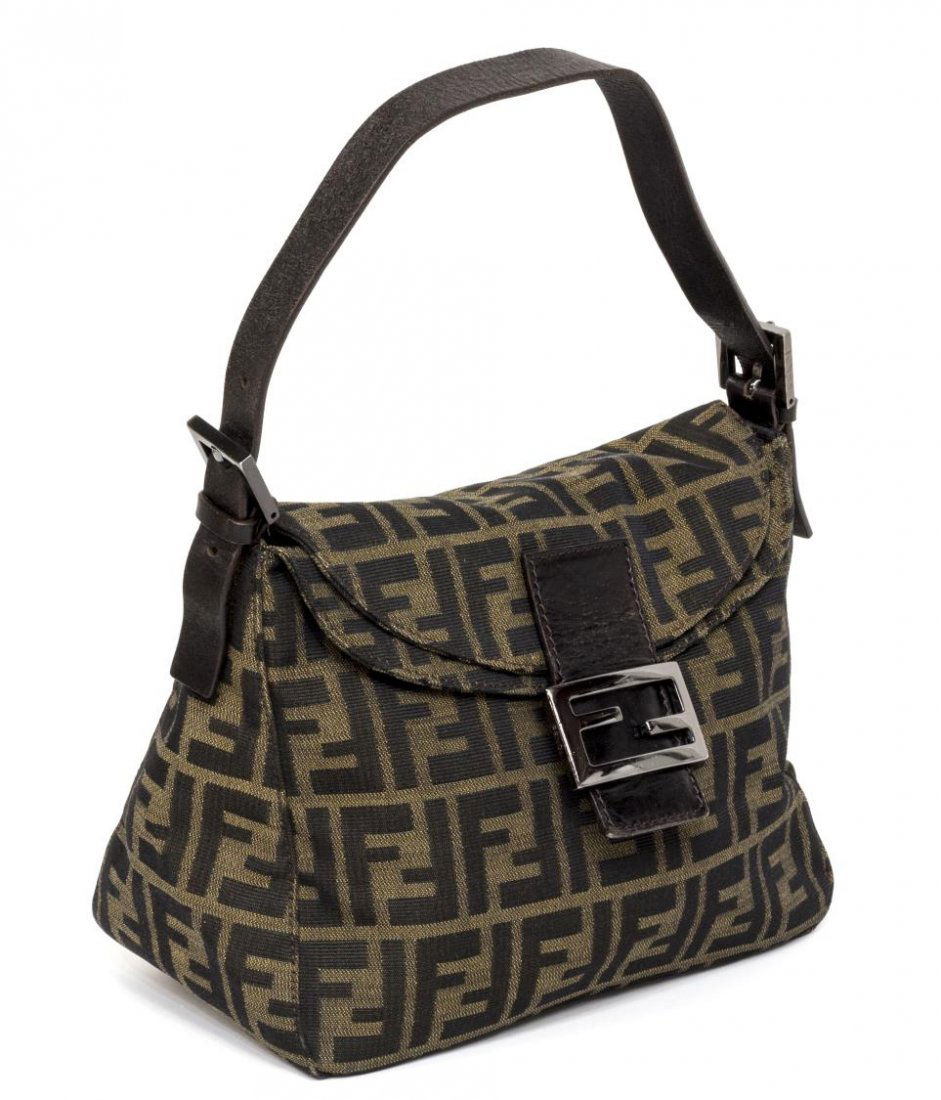 FENDI MONOGRAM CANVAS & LEATHER HANDBAG (1 of 4)