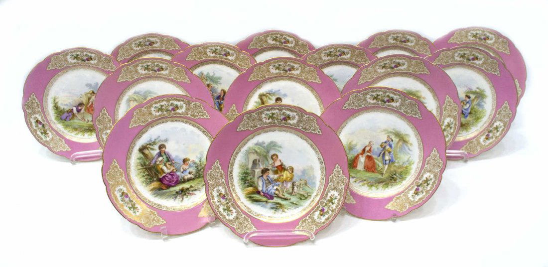(14) SEVRES PARCEL GILT PORCELAIN CABINET PLATES (1 of 10)