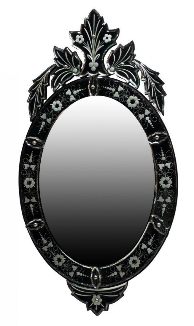 VENETIAN STYLE ETCHED GLASS WALL MIRROR (1 of 3)