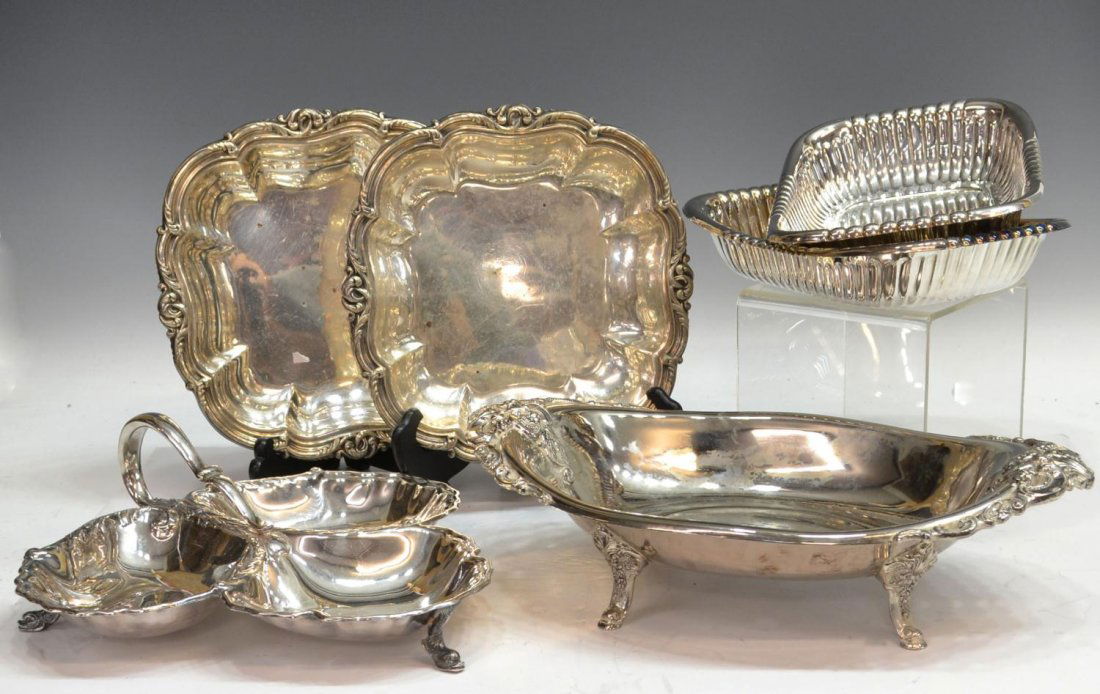 (6) COLLECTION ORNATE SILVER PLATE TABLE ITEMS (1 of 10)