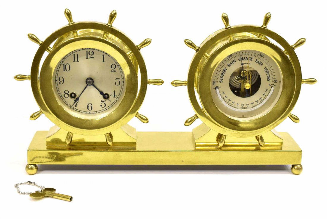 CHELSEA SHIPS BELL CLOCK & BAROMETER, OPERATING (1 of 6)