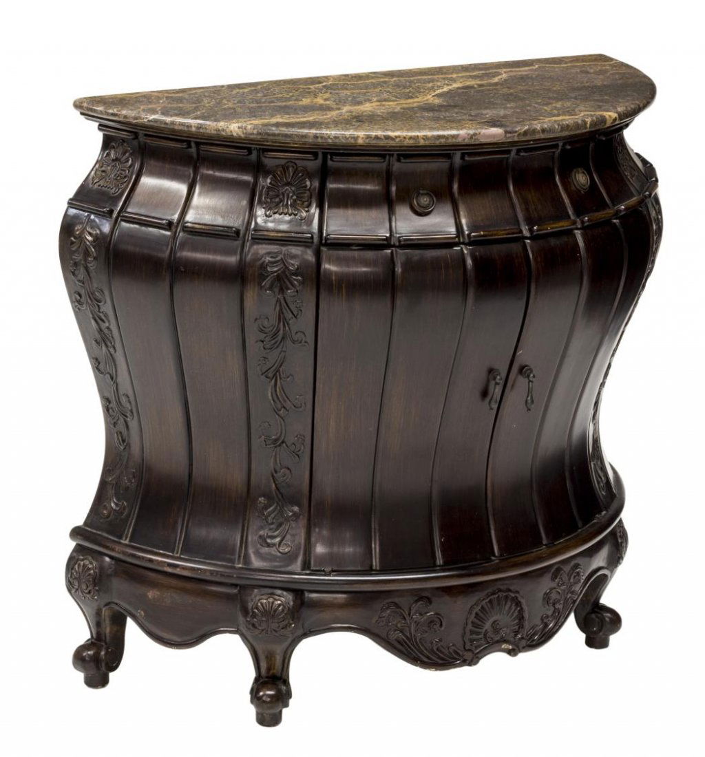 DEMILUNE BOMBE MARBLE TOP CONSOLE TABLE (1 of 4)
