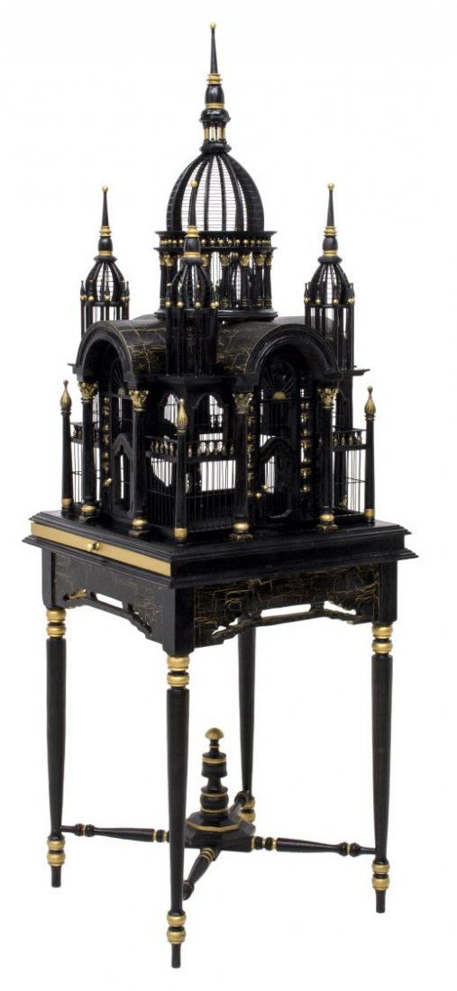 DECORATIVE PARCEL GILT ARCHITECTURAL BIRDCAGE (1 of 4)