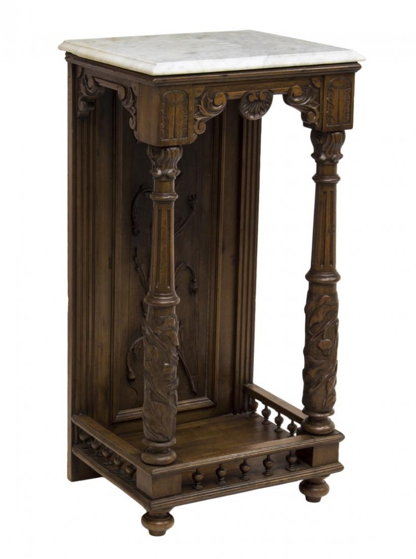 CONTINENTAL MARBLE TOP RELIEF CARVED SIDE TABLE (1 of 5)