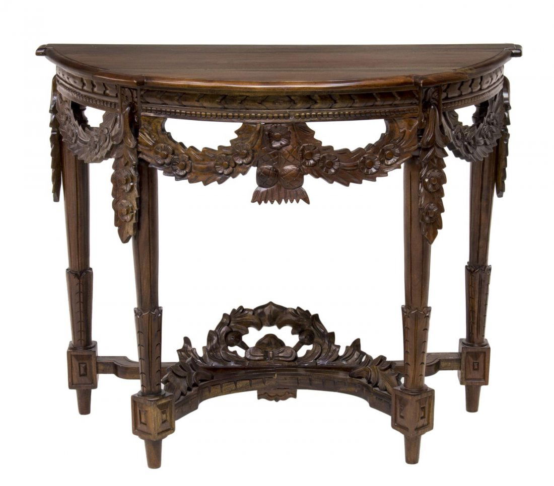 LOUIS XV STYLE DEMILUNE CONSOLE TABLE LATE 20TH C (1 of 2)