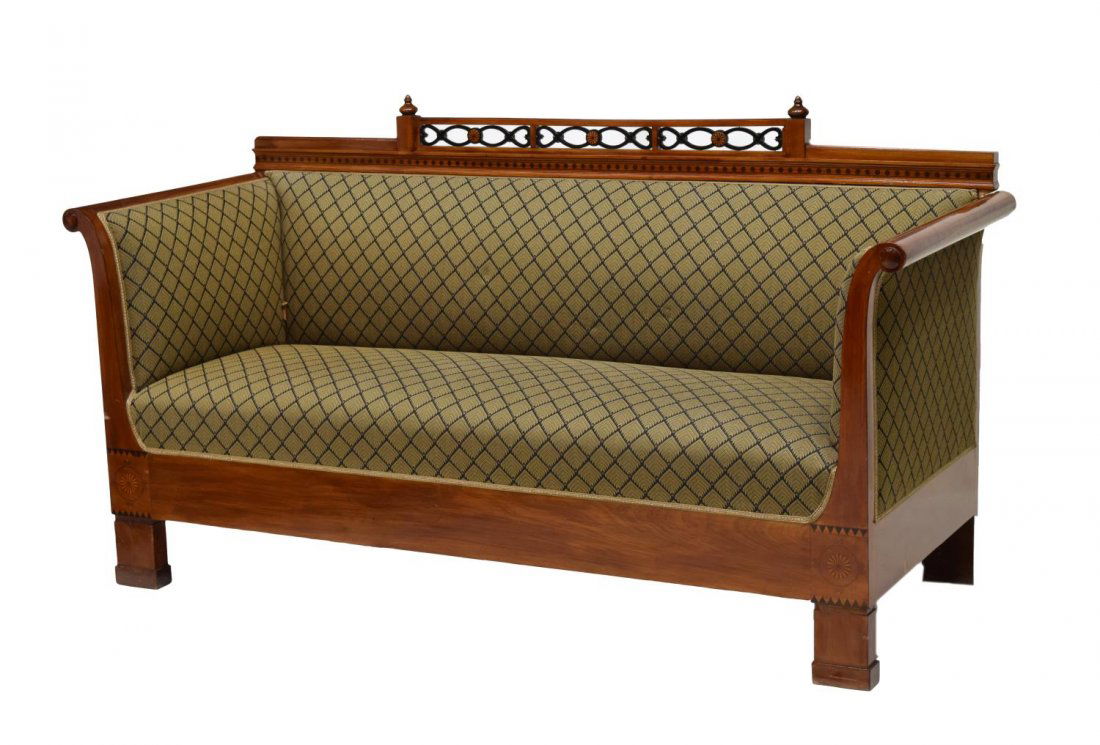 DANISH BIEDERMEIER INLAID MAHOGANY SOFA 19TH C (1 of 4)