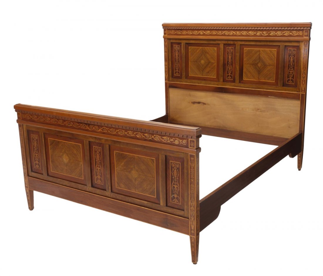ITALIAN MAGGIOLINI STYLE INLAID MAHOGANY BED (1 of 2)