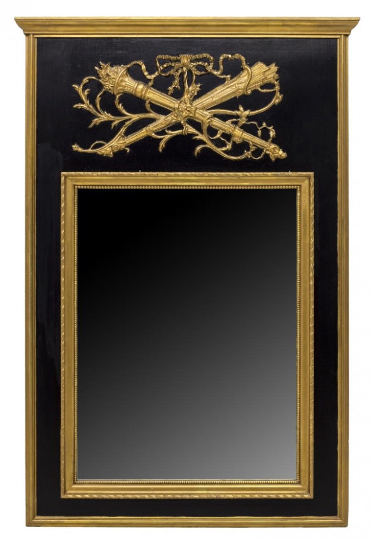 LOUIS XVI PARCEL GILT & PAINTED TRUMEAU MIRROR (1 of 2)