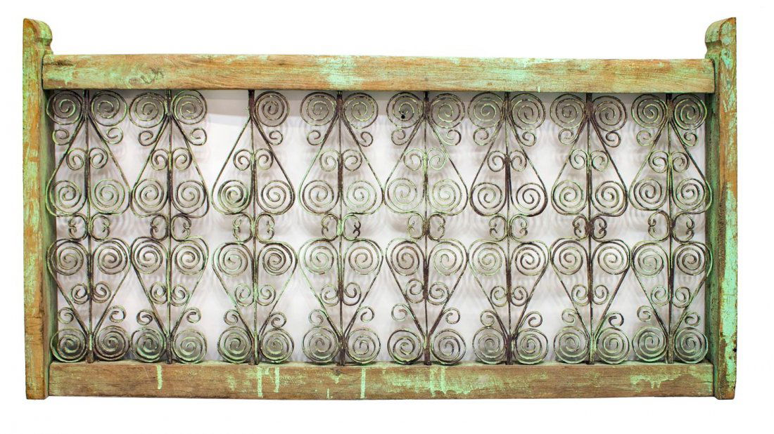 DUTCH COLONIAL TEAK & IRON PAINTED BALCONY RAIL (1 of 1)