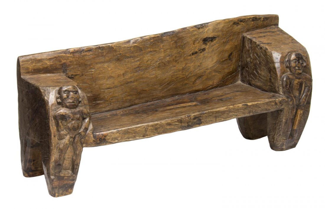 RUSTIC CARVED NEPALESE SOFA BENCH (1 of 5)