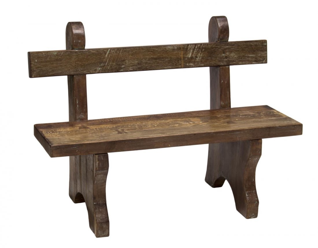 COLONIAL CARVED NEEM WOOD GARDEN BENCH (1 of 3)