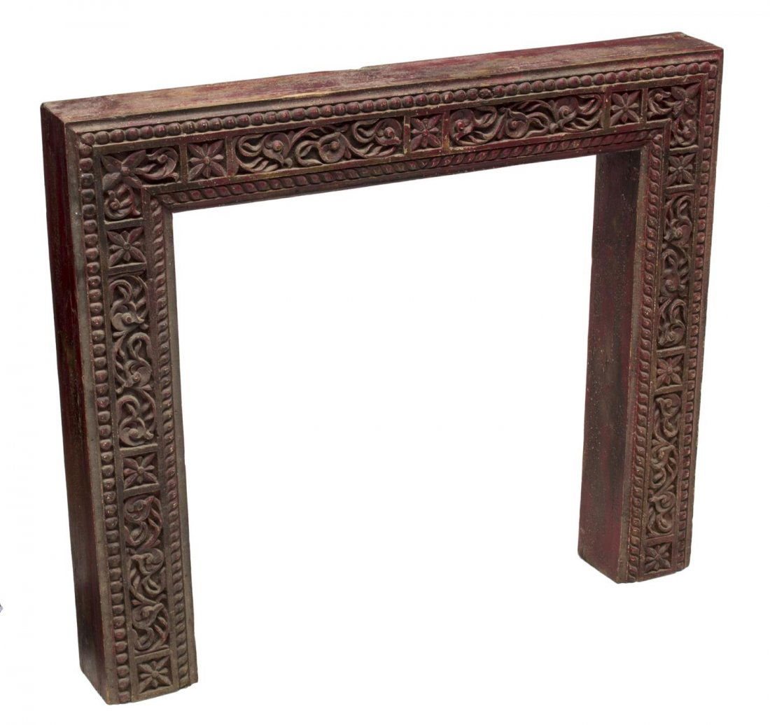 BRITISH COLONIAL CARVED FIREPLACE SURROUND (1 of 3)