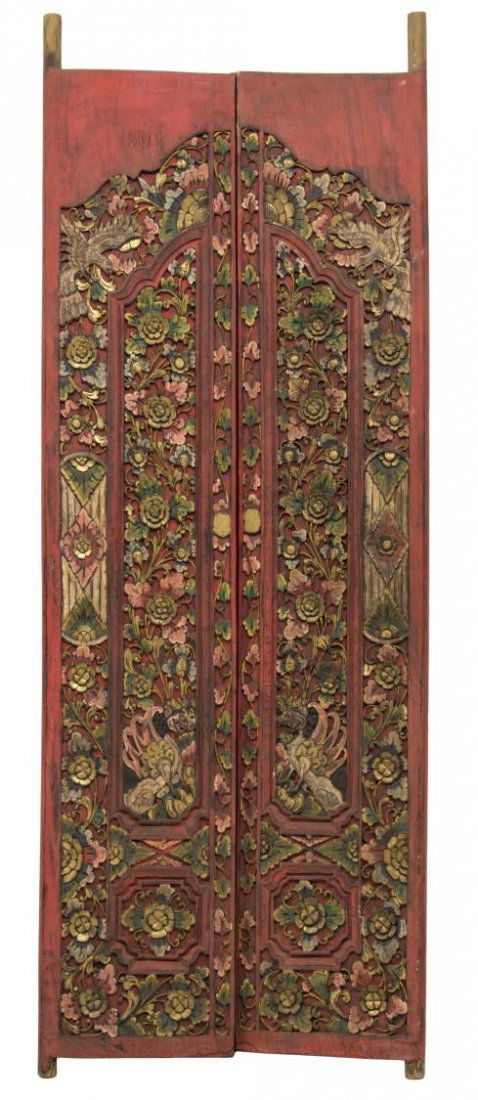 (2) BALINESE ARCHITECTURAL PARCEL GILT WOOD DOORS (1 of 4)