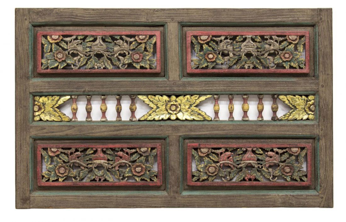 CARVED & PAINTED ARCHITECTRUAL HANGING WALL PANEL (1 of 2)