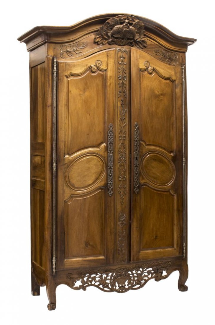SPECTACULAR PIERCE CARVED LOUIS XV 18TH C. ARMOIRE (1 of 3)