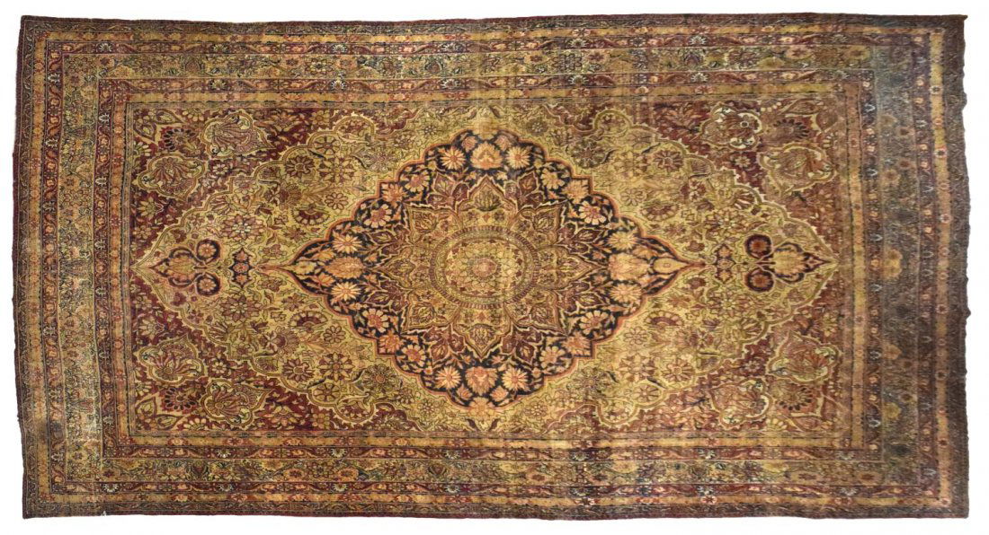 ANTIQUE PALACE SIZE PERSIAN KERMAN RUG, C. 1875 (1 of 2)