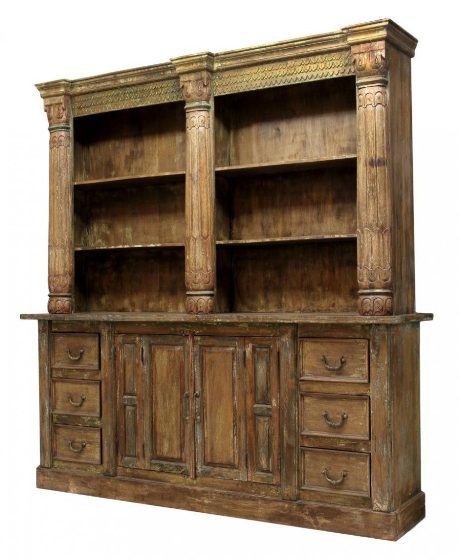 LARGE TEAKWOOD RUSTIC BOOKCASE (1 of 5)