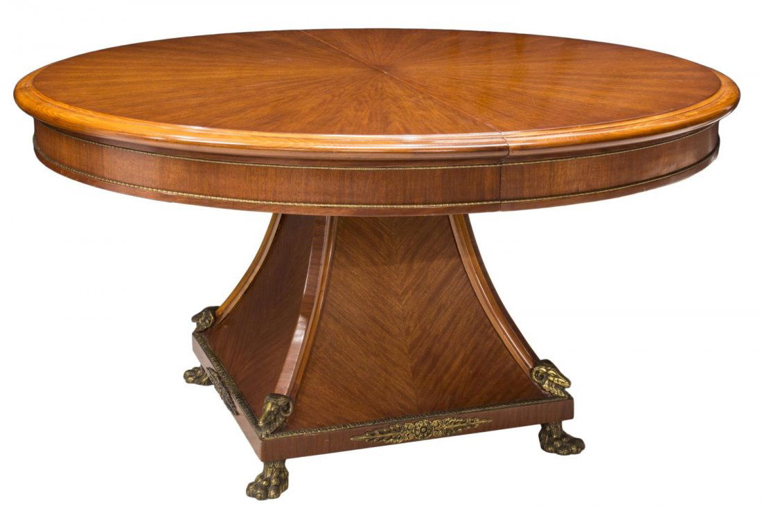FRENCH EMPIRE STYLE FIGURAL PAW FOOT DINING TABLE (1 of 5)