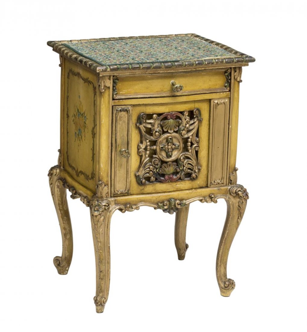 VENETIAN PAINTED BEDSIDE CABINET (1 of 3)