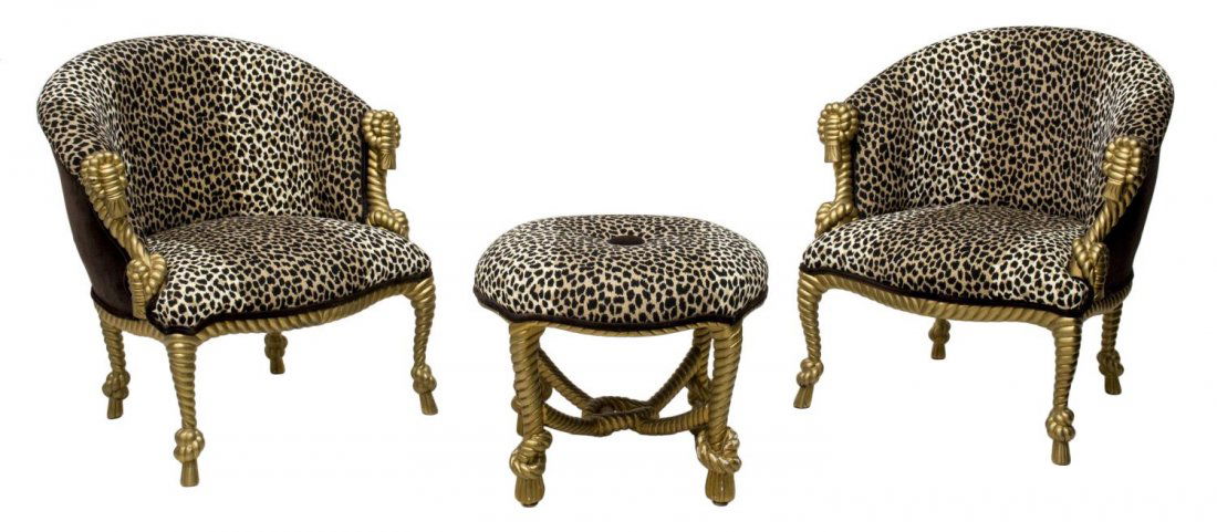 (3) CARVED GILTWOOD ROPE & TASSEL FURNITURE GROUP (1 of 3)