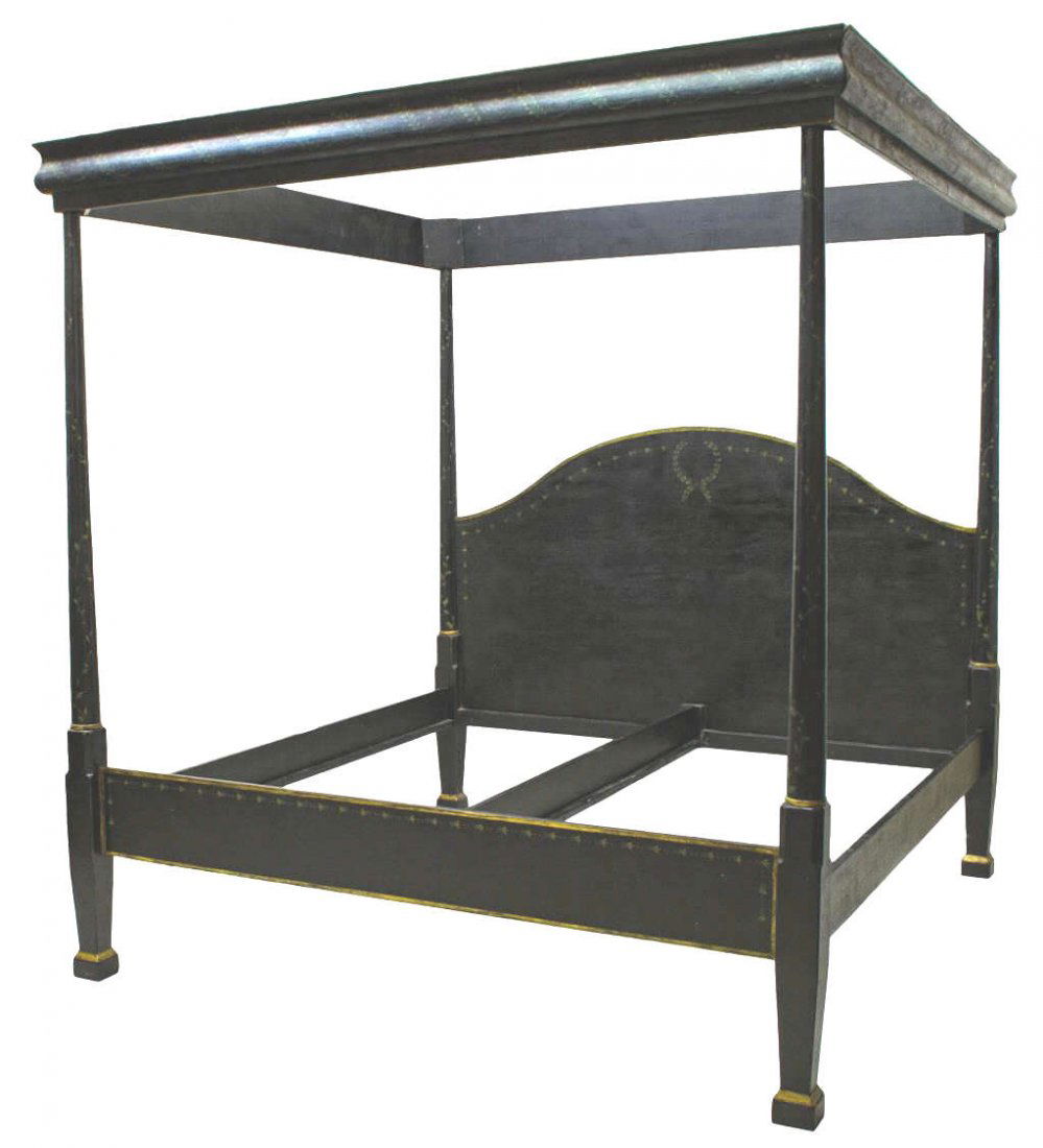 POLYCHROME FOUR POSTER KING BED, 20TH C (1 of 4)