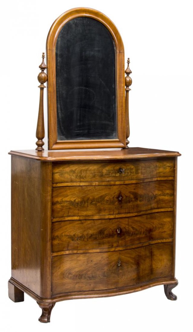 DANISH BIEDERMEIER MIRRORED CHEST OF DRAWERS 19THC (1 of 3)