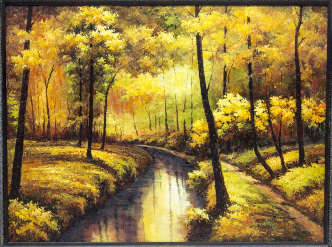 FRAMED OIL ON CANVAS PAINTING, FALL LANDSCAPE (1 of 4)