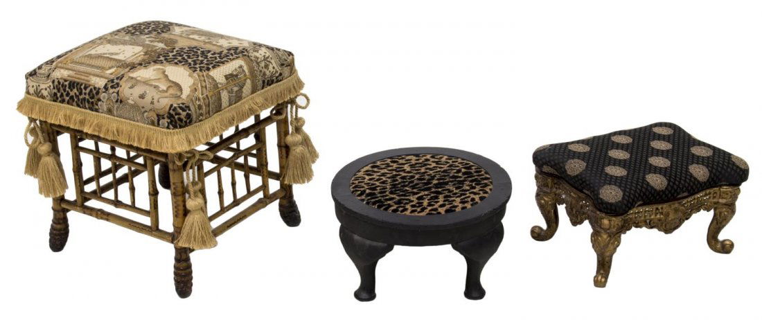 (3) COLLECTION OF UPHOLSTERED FOOT STOOLS (1 of 4)