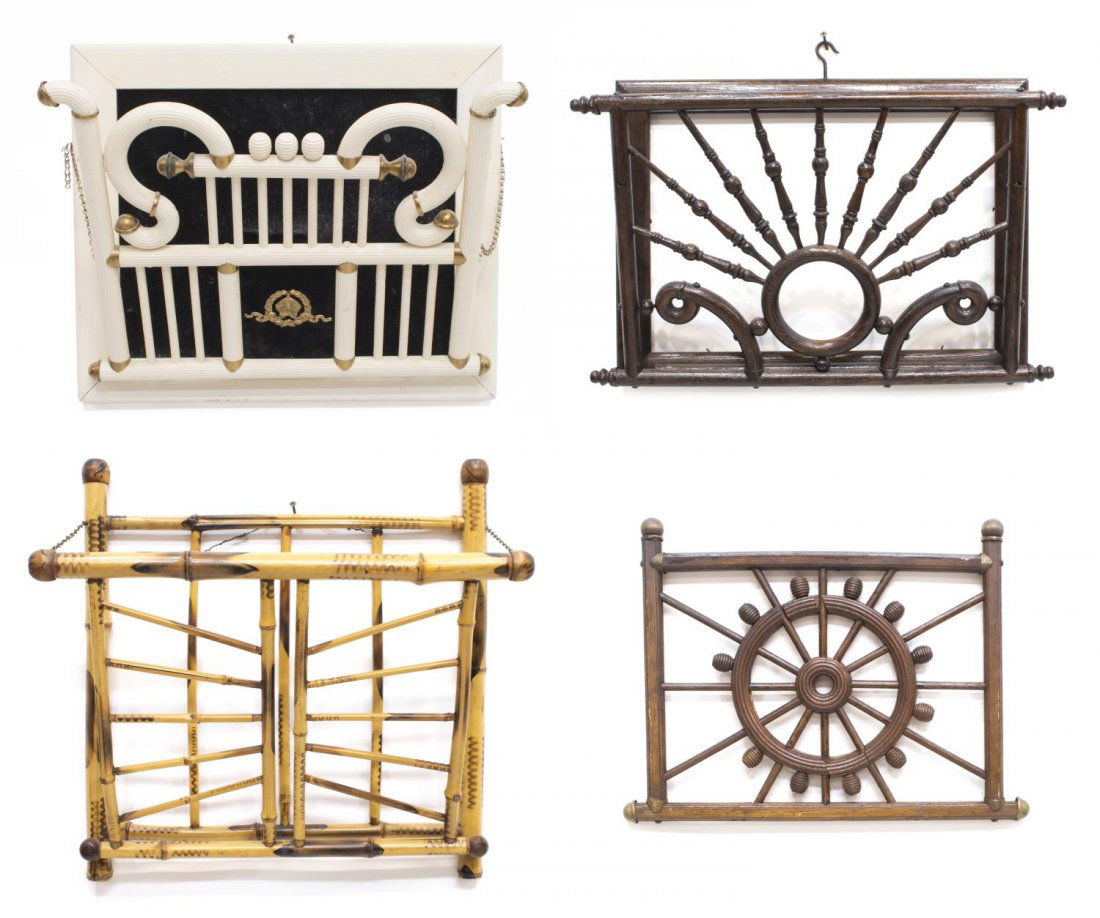 (4) VICTORIAN BAMBOO & WOOD HANGING MAGAZINE RACKS (1 of 8)