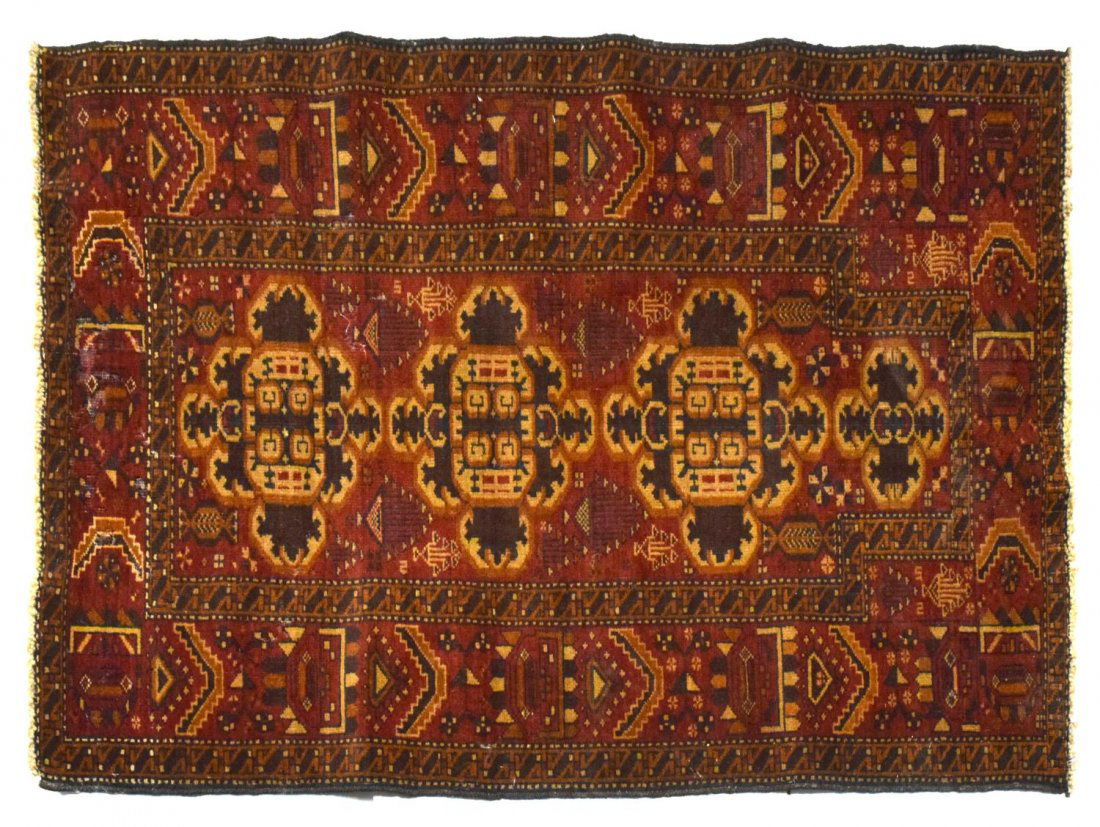 HAND TIED AFGHAN BALUCH WOOL RUG,4'11 x 2'11" (1 of 2)