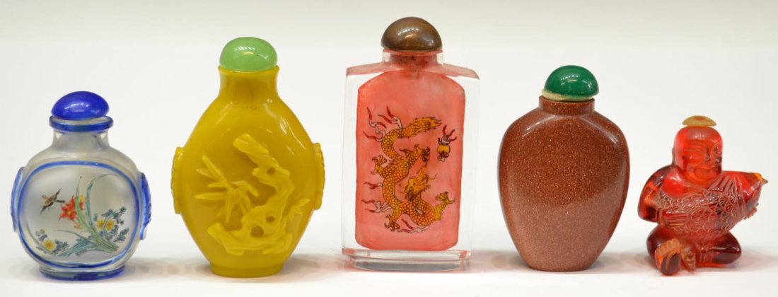 (4)PEKING, GOLDSTONE GLASS & PAINTED SNUFF BOTTLES (1 of 7)