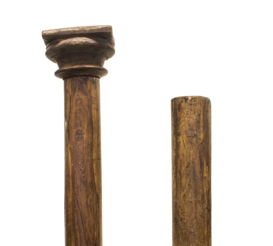 (2) ARCHITECTURAL CARVED WOODEN & STONE  COLUMNS (1 of 2)