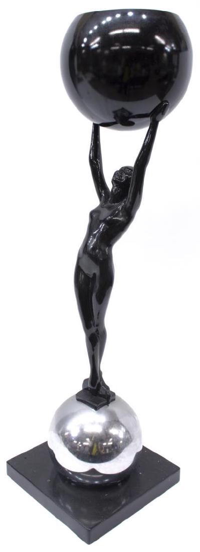 ART DECO STYLE WOMAN WITH ORB STATUETTE (1 of 4)