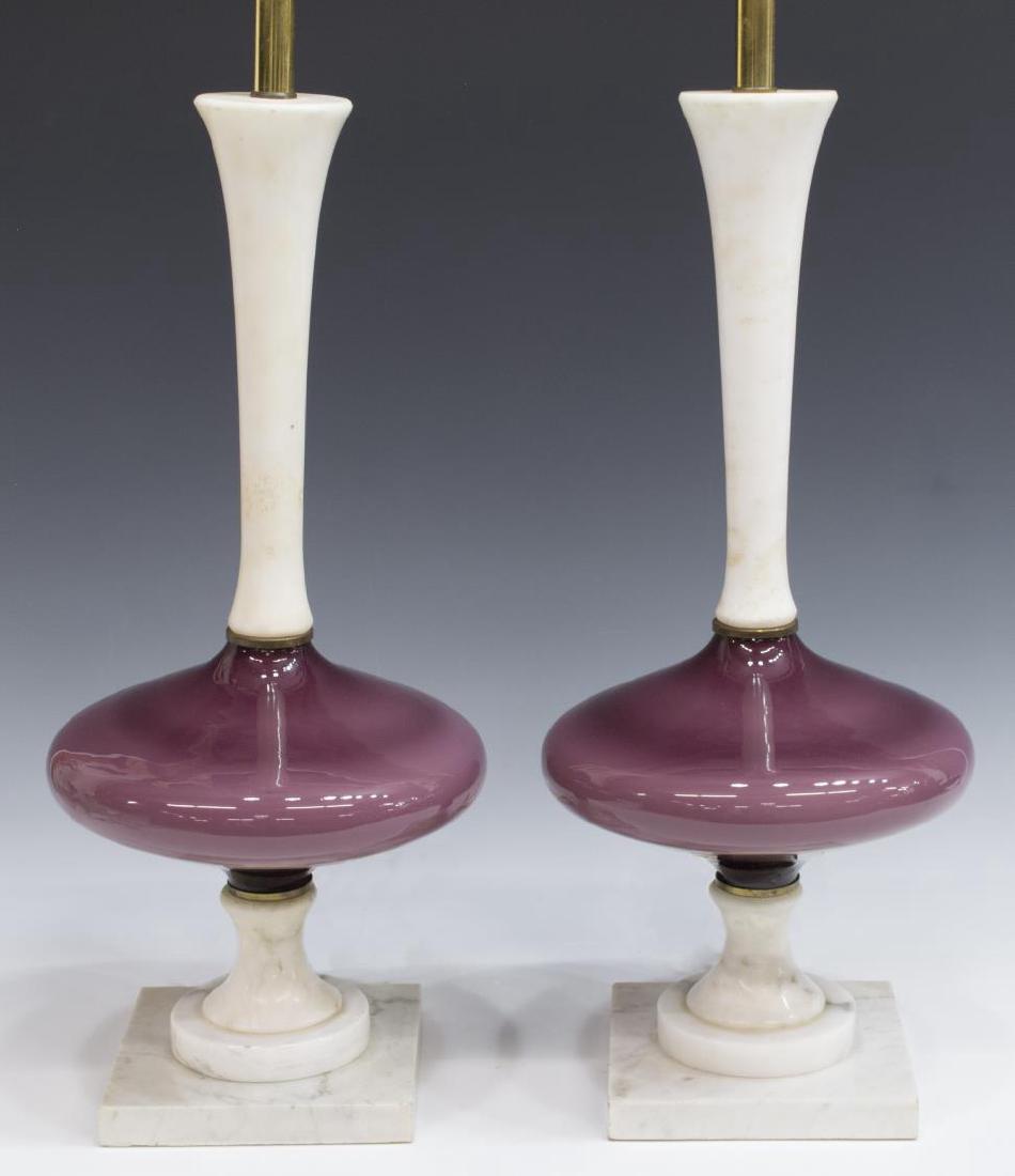 (PAIR) MURANO GLASS & MARBLE TABLE LAMPS (1 of 2)