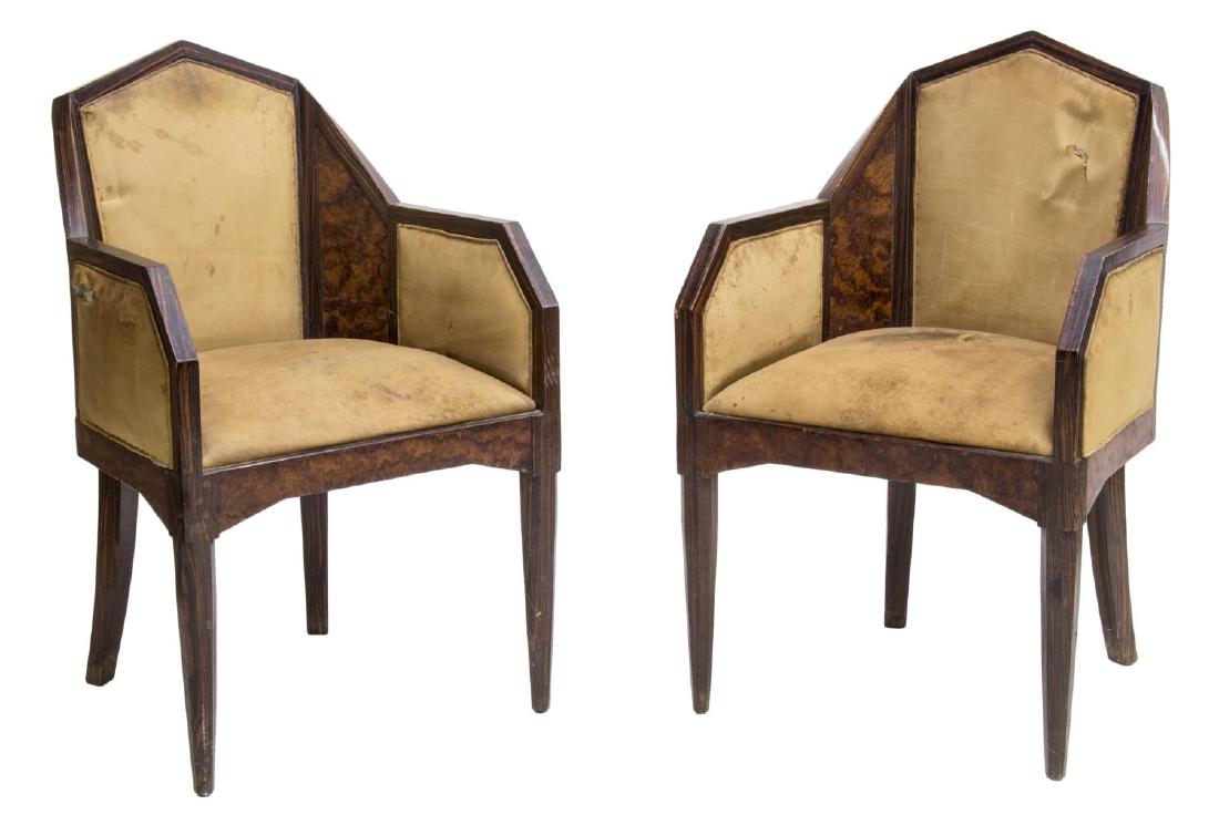 (2) FRENCH ART DECO MACASSAR WOOD ARM CHAIRS (1 of 2)