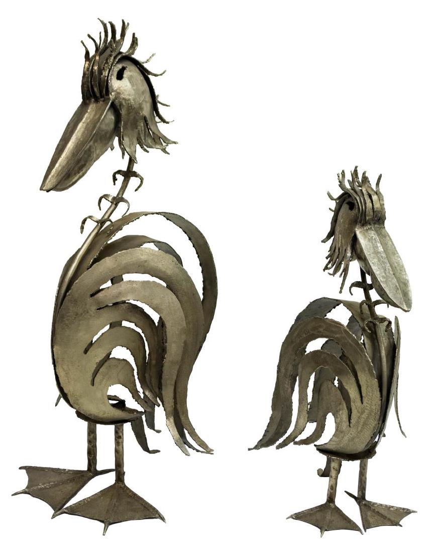(2) ITALIAN ABSTRACT METAL PELICAN STATUES 20TH C (1 of 5)