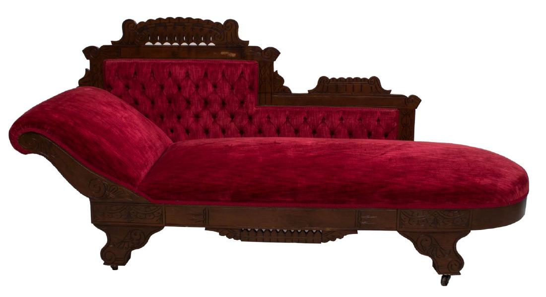 AMERICAN VICTORIAN EASTLAKE CHAISE LOUNGE 19TH C (1 of 3)