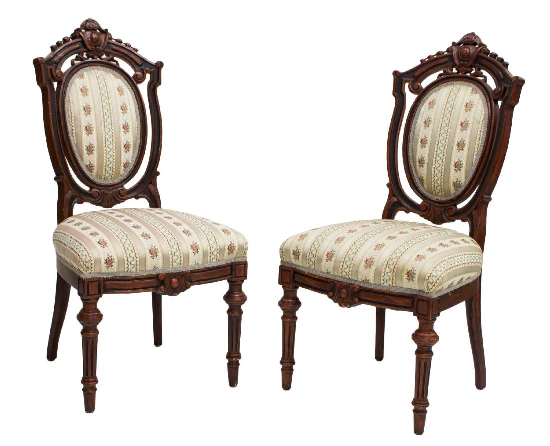 (2) AMERICAN VICTORIAN CARVED PARLOR CHAIRS, 19THC (1 of 3)