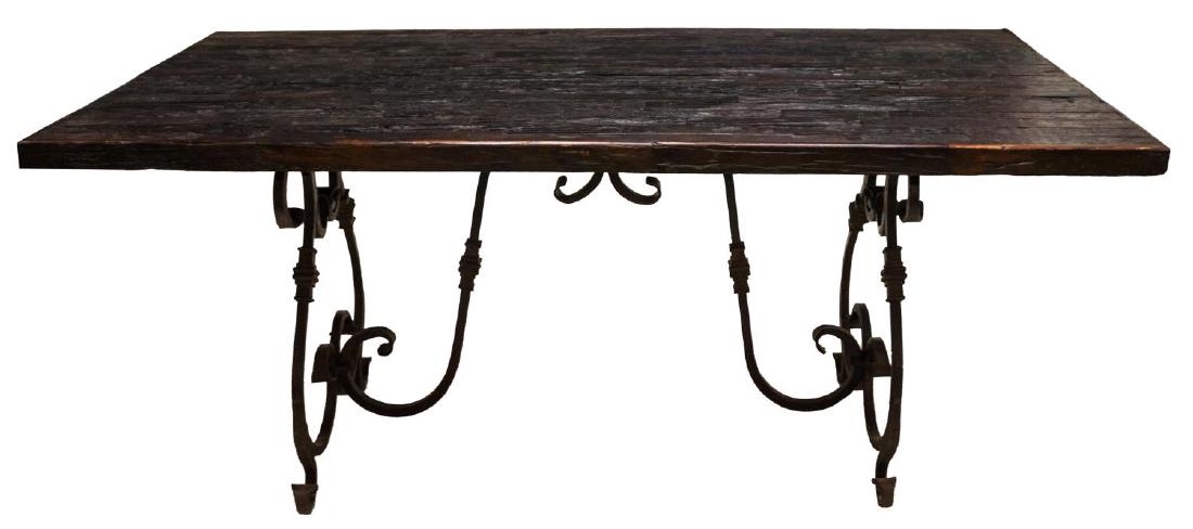 COLONIAL STYLE ROUGHLY HEWN IRONWOOD TOP TABLE (1 of 3)