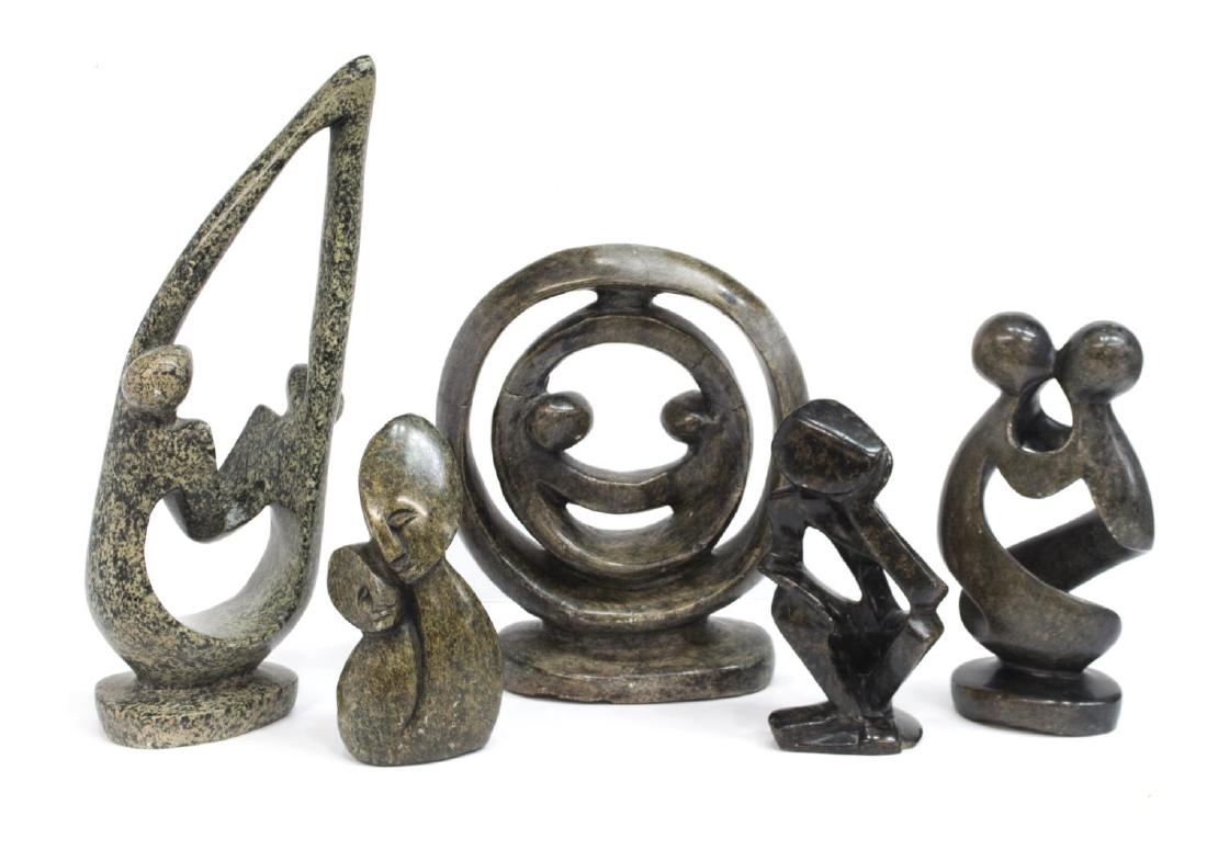 (5) MODERN AFRICAN ABSTRACT STONE SCULPTURES (1 of 7)