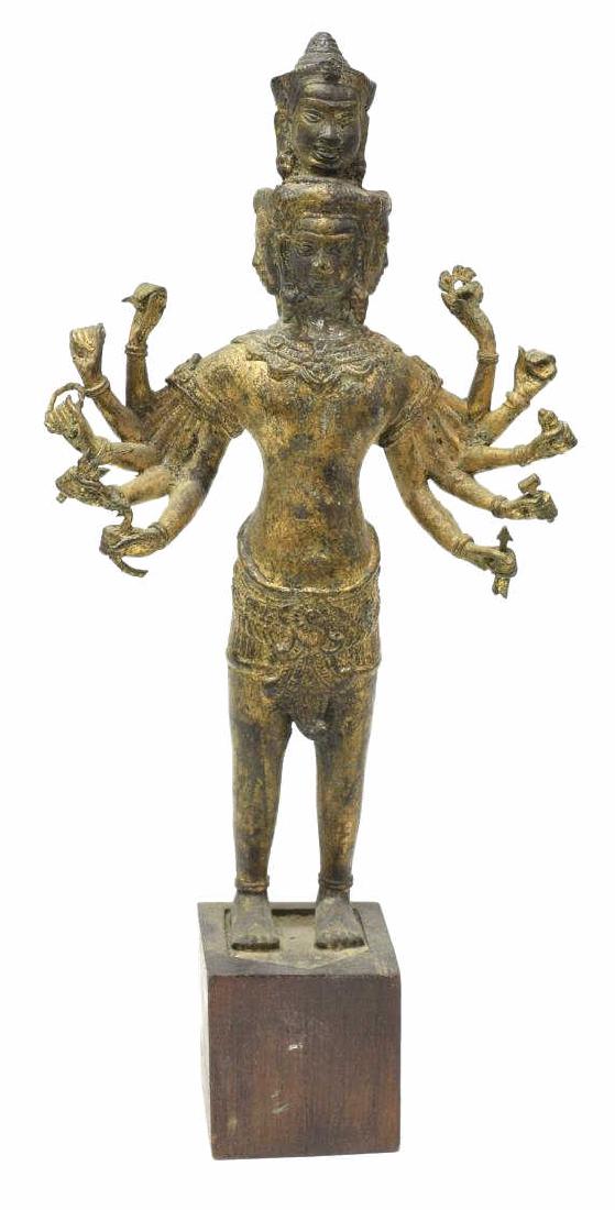 THAI GILT BRONZE STANDING BRAHMA FIGURINE (1 of 3)