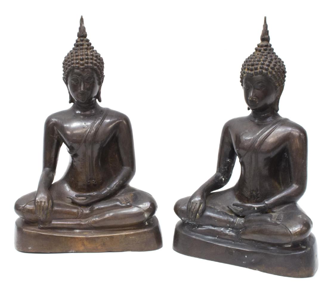(2) THAI PATINATED BRONZE FIGURES, SEATED BUDDHA (1 of 4)