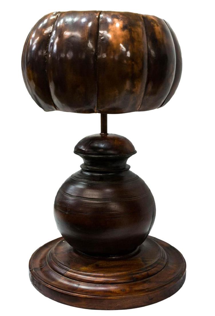 RUSTIC COPPER SHADE & TEAKWOOD TABLE LAMP (1 of 4)