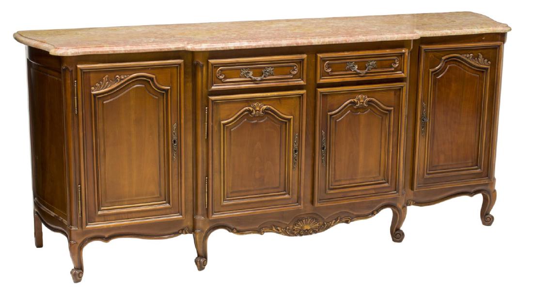 FRENCH PROVINCIAL STYLE MARBLE TOP SIDEBOARD (1 of 3)
