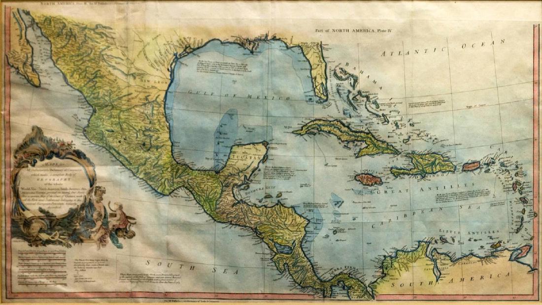 NORTH AMERICA COLORED MAP, C. 1763, POSTLETHWAYT (1 of 6)