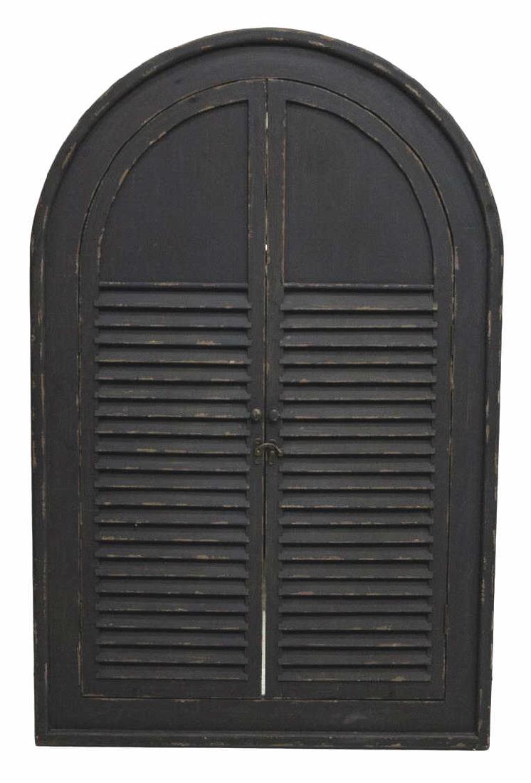 SHUTTERED ARCHED WINDOW PANE WITH MIRROR (1 of 2)